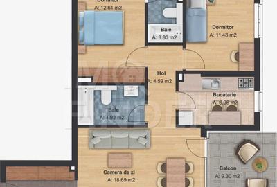 Apartament nou de 3 camere superfinisat, cartier Bună Ziua - 6