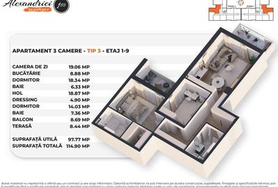 Apartament generos de 3 camere- proiect nou- finisaje la alegere - 1