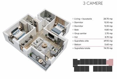 3 Camere - Metrou Berceni - Bloc Nou - Zona Linistita - Parc - 1