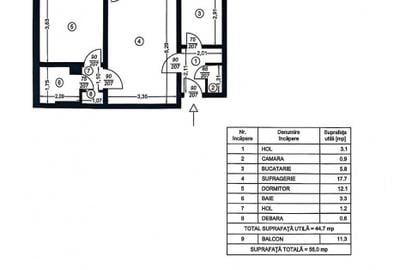 Apartament 2 camere,  cf 1, etaj 6/9, zona Sud - 15