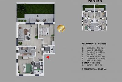 Apartament 3 Camere + Gradina 28 mp - Prima Inchiriere - Disponibil Imediat - 10