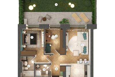Apartament cu 2 camere + birou cu grădină - Tip 3D - 12