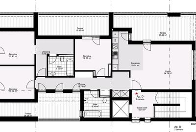 Penthouse 4 camere Dec. 130mp si 220mp construit + 100mp terasa Splaiul Unirii