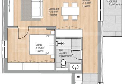 Apartament cu 2 camere semidecomandat în Florești