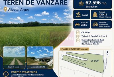 6,26 ha lângă DEx12 Pitești | 2,95 €/mp | acces DJ Pitești–Craiova - 1