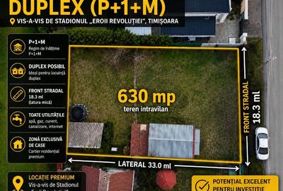Teren premium – 630 mp – Posibilitate Duplex – Vis-a-vis de Stadion - 1