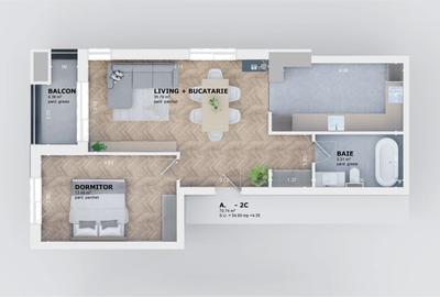 Apartament 2 camere, open space , 59 mp, Tatarasi - 5