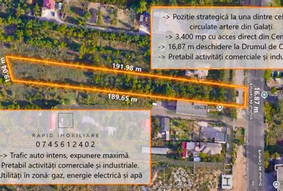 De vânzare - Teren Centura Galati - 3400 m.p - Pt Activitati Economice - 2