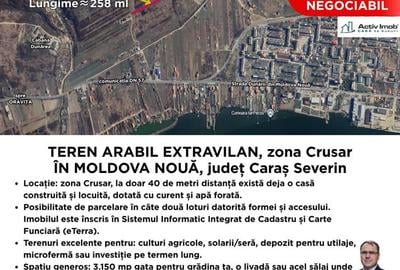 Teren  extravilan Moldova Noua zona Crusar, panoramic Dunare - 1