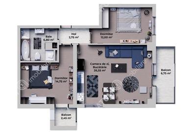 Apartament intabulat de 3 camere cu 2 balcoane pe Calea Surii Mici - 7