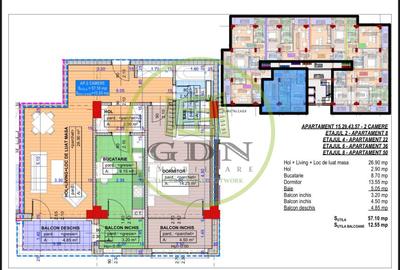 Apartament 2 camere, decomandat, 70.80mp, cartier Cornitoiu, zona Liceul Bibescu - 1