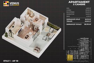 Aparatorii Patriei- Apartament 2 camere, 101 mp, terasa 48 mp,bloc nou - 8