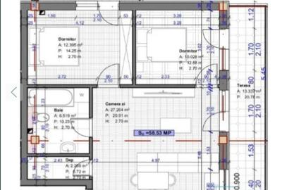 Apartament cu 3 camere semidecomandat în Florești