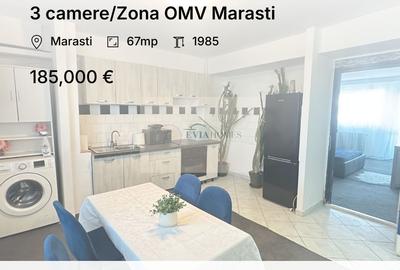 Apartament cu 3 camere decomandat, mobilat în Mărăști