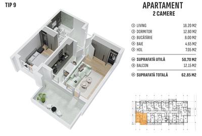 Apartament cu 2 camere decomandat în Nord-Vest
