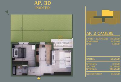 Apartament cu curte proprie 50 mp - 2 camere, bloc nou, Comuna Vidra - 5