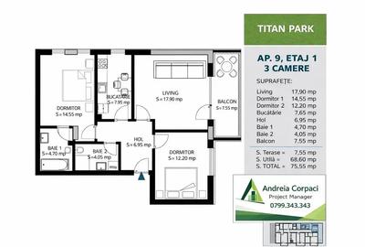 Apartament cu 3 camere decomandat în Theodor Pallady