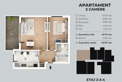 Apartament cu 2 camere decomandat în Metalurgiei