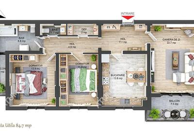 Apartament cu 3 camere decomandate si 2 balcoane in Sibiu - 5