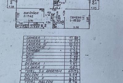 Apartament cu 3 camere în Plopilor