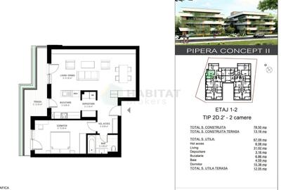 Apartament 2 camere spațios | 68mp utili + terasă 14 mp | PIPERA CONCEPT II - 2