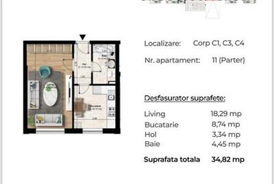 Garsonieră decomandată în Central