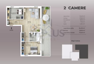 Apartament 2 camere + Terasa - Cheile Turzii - Metrou Dimitrie Leonida - 3