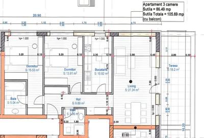Ap  3 camere  87mp utili terasa Metrou 1 Dec incalzire pardoseala - 2
