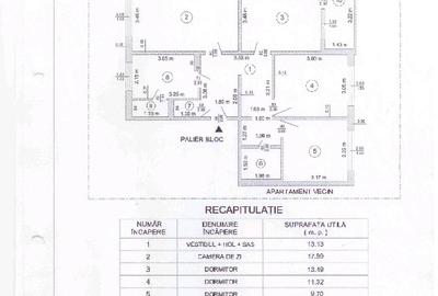Apartament . decomandat 4 camere, cu  centrala, 2 locuri parcare - 10