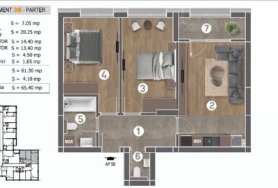 Apartament cu 3 camere semidecomandat în Berceni