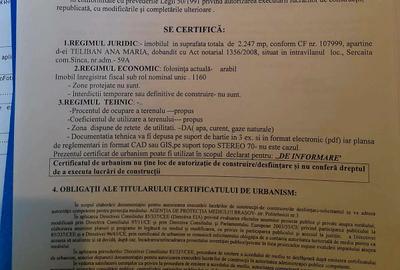 Comision 0 %/ Teren intravilan Sercaita 2247 mp - 2