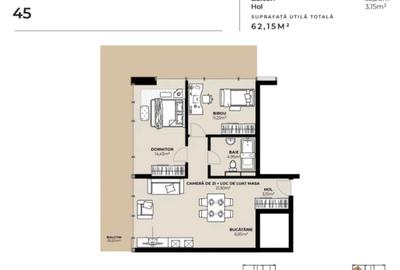 PROIECT EXCLUSIVIST! Apartament de vanzare, 62,15 mp, Complex SDC - 4