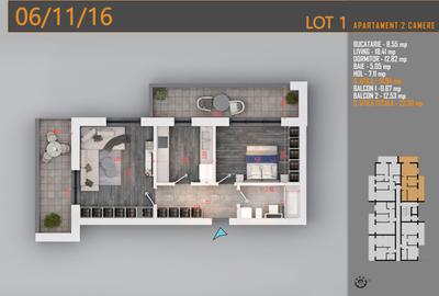 Apartament cu 2 camere, decomandat, 51.94 mp, cu centrala termica, si aproape de metru.