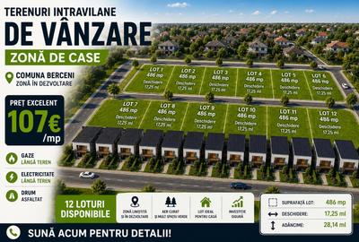 Teren Construcții intravilan de 486 mp, în Berceni