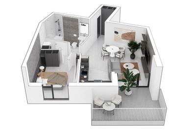 Apartament 2 camere, terasa 10,9 mp, ansamblu nou | Comision 0 - 20