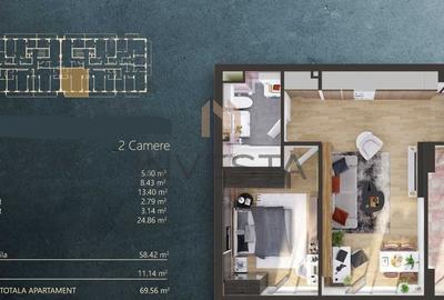 Apartament 2 camere semifinisat Elite City, Etaj Intermediar! - 3
