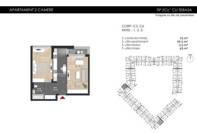 Apartament 2 camere, 60mp utili + balcon - Zona Mall Colosseum / Sector 1 - 15