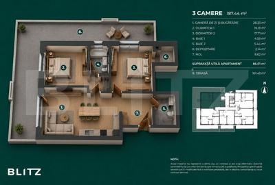 Apartament 3 camere \ Gradina 102 mp \ Bloc Nou \ Buna Ziua - 3
