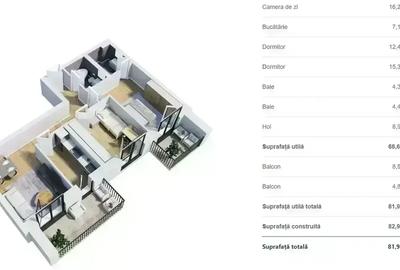 Apartament cu 3 camere decomandat în Theodor Pallady