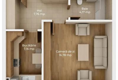 Garsonieră decomandată în Avantgarden