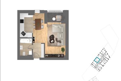 Apartament de vanzare - 1 camera - View central - terasa - 2