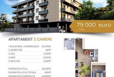 Apartament 2 camere, Bloc Nou, Sisi Residence, Tomis Nord, Constanta - 1