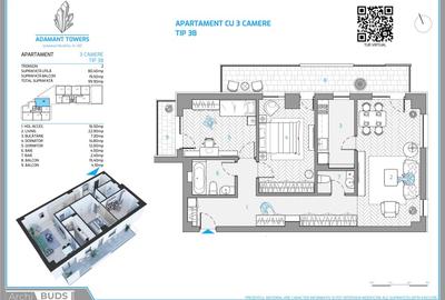 Adamant Towers | 3 camere | tip 3B | 99 mp | decomandat | Sos Nicolina nr.54 - 17