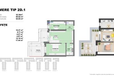 Apartament 2 Camere TIP 2D1 in Complex Doi Cocosi Residence - 2