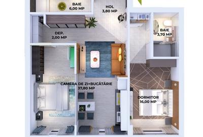 Apartament cu 3 camere decomandat în Tractorul