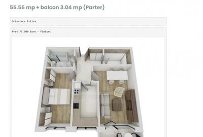 Apartament cu 2 camere decomandat în Florești