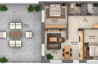 Penthouse cu 3 cam 130mp, Str D-na Stanca Selimbar   Orhideea - 9