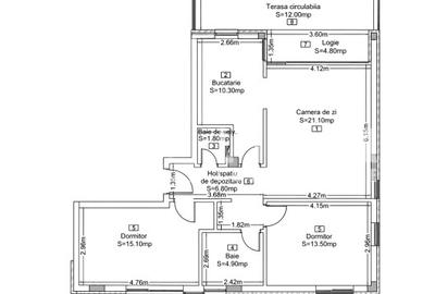 Apartament 3 camere Andrei Mureșanu Sud | 75 mp + terasă 12 mp | mobilat,luminos - 12