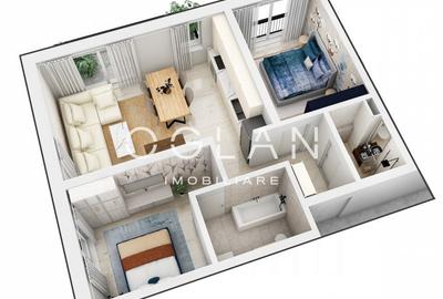 Apartament 3 camere cu balcon generos,- comision 0% - 2