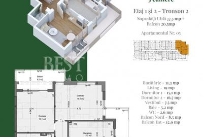 Apartament 3 camere – Confort modern, compartimentare eficienta - 1